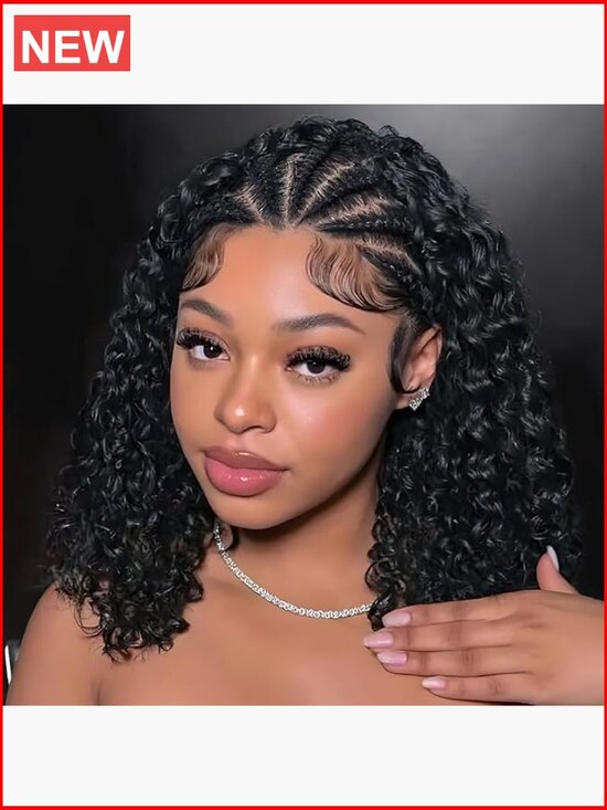 Human Hair 13x4 HD Lace Front Wig Pre Plucked Glueless Short Wet and Wavy main image 5